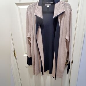 Dana Buchman XL A-line wrap Tan with black accent